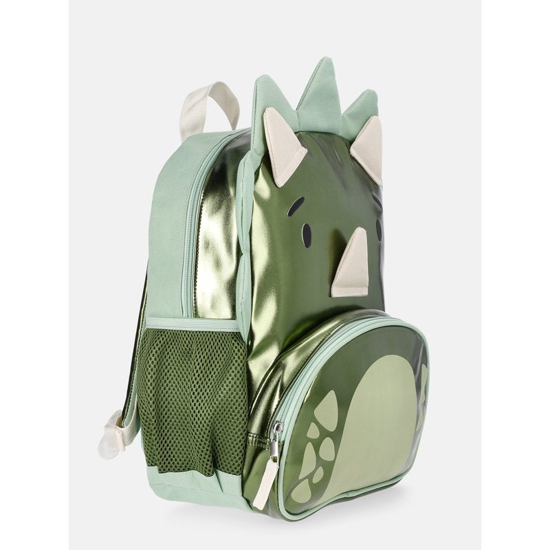 Toddler Dinosaur Backpack with 3D Horns & Metallic Finish - 13.5 Inch