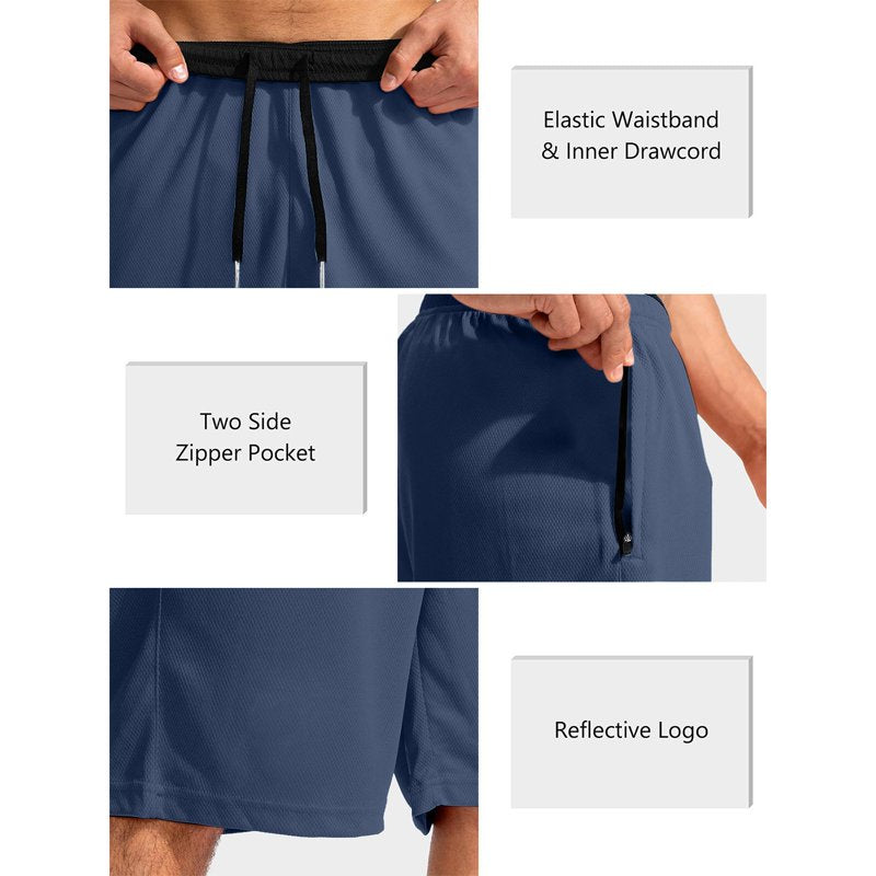 Men's Lightweight Basketball Shorts with Pockets - Quick Dry Gym & Athletic Pants