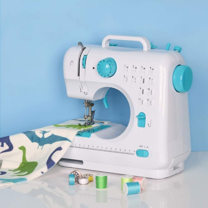 Mini Portable Sewing Machine with 12 Stitches for Beginners - Blue