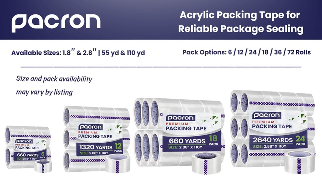 Clear Packing Tape 6 Rolls, 1.88 x 55 Yards for Moving & Shipping
