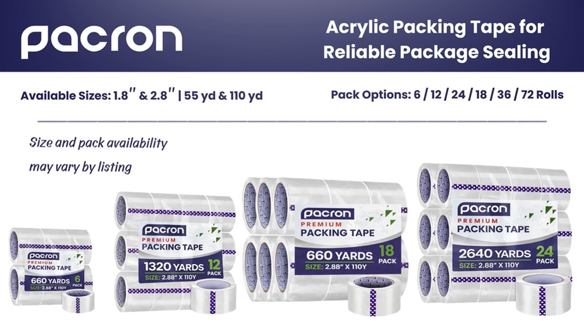 Clear Packing Tape 6 Rolls, 1.88 x 55 Yards for Moving & Shipping