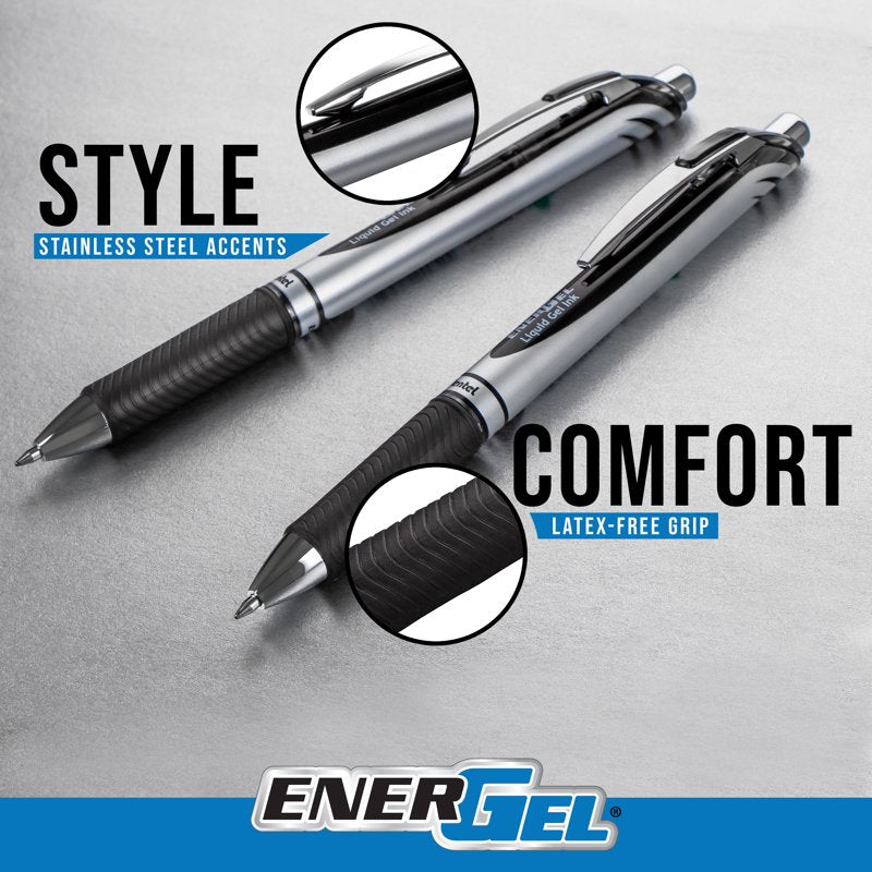 Gel Pen Set with 0.7mm Metal Tip - Smooth, Fast-Drying Ink, Black, Multiple Pack Sizes