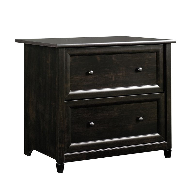 2-Drawer File Cabinet with Full Extension Slides - Black Wood Storage