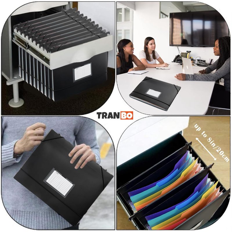 Expanding Hanging File Folders with 7 Pockets and Retractable Hook - 3 Pack