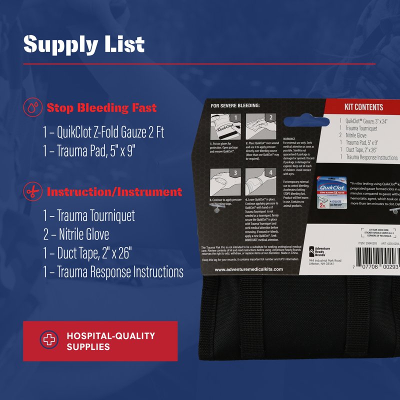 All-Purpose First Aid Kit with Bleeding Control Trauma Pack - 5 Inch