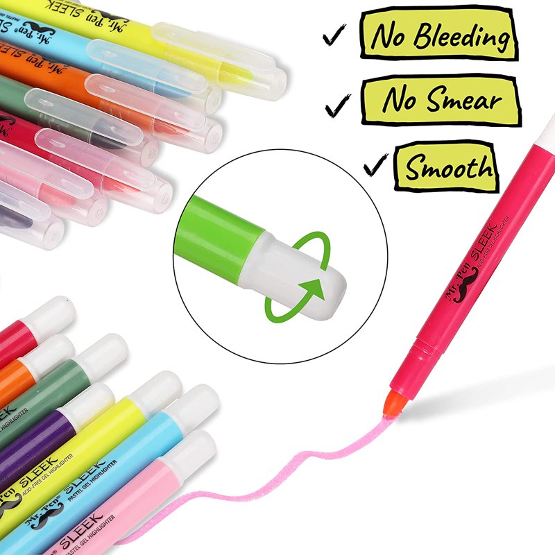 No Bleed Gel Highlighters Set - 16 Color Pack for Bible Journaling & Color Coding