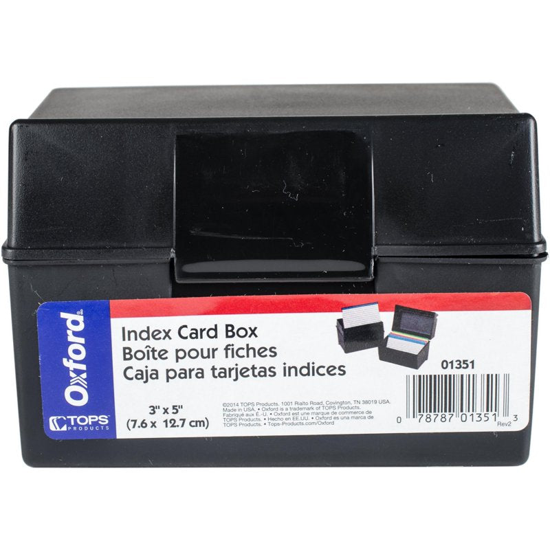Plastic Index Card File Box 3 x 5 Inches 300 Cards Black - Office Organization