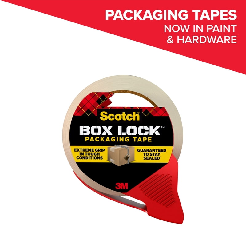 (3 Pack) Scotch Box Lock Packaging Tape with Dispenser, Clear 1.88 in x 38.2 yd