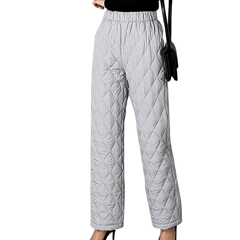 Women’s Quilted Snow Pants - Lightweight Waterproof Ski Trousers with Pockets