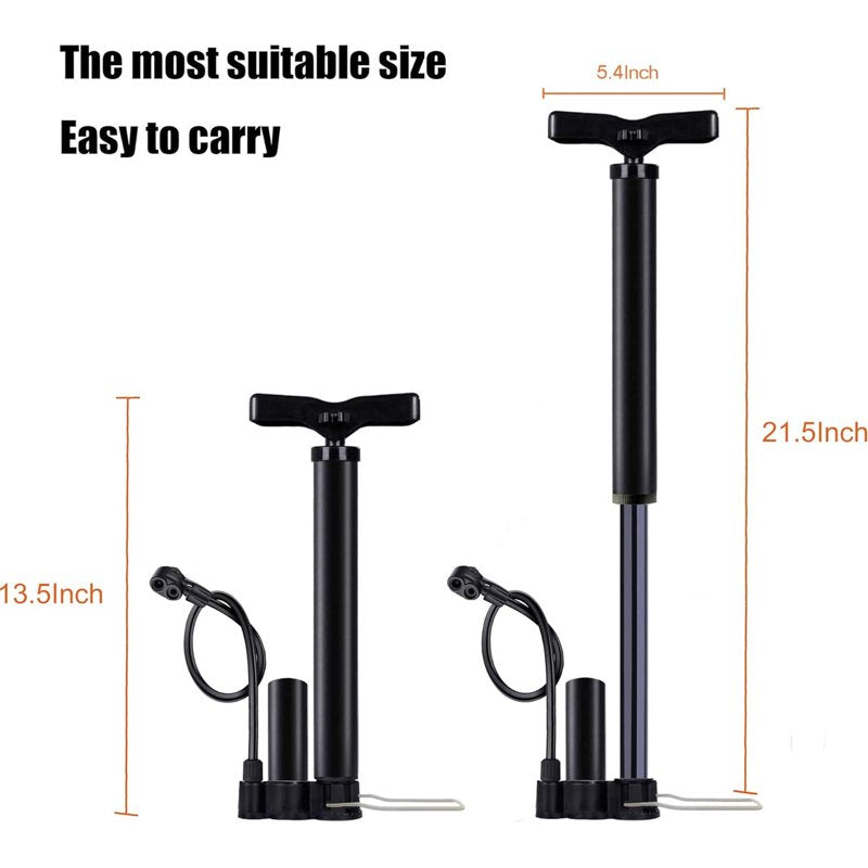 Portable Bicycle Pump with Dual Valves and 160 PSI Max for Bikes, Cars, Sports Balls