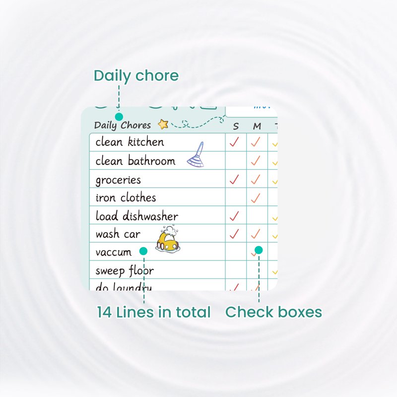 Magnetic Dry Erase Chore Chart for Family - 8.5x12 Inches with 6 Fine Point Markers