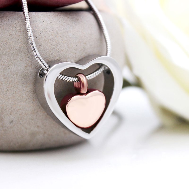 Floating Heart Cremation Jewelry Necklace for Ashes Memorial Keepsake