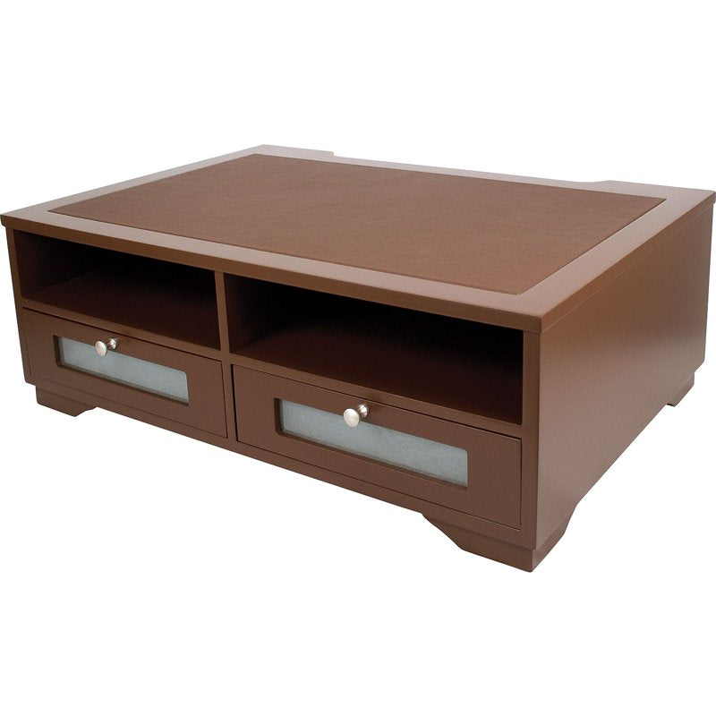 Wooden Printer Stand with Storage Shelves and Drawers - Brown