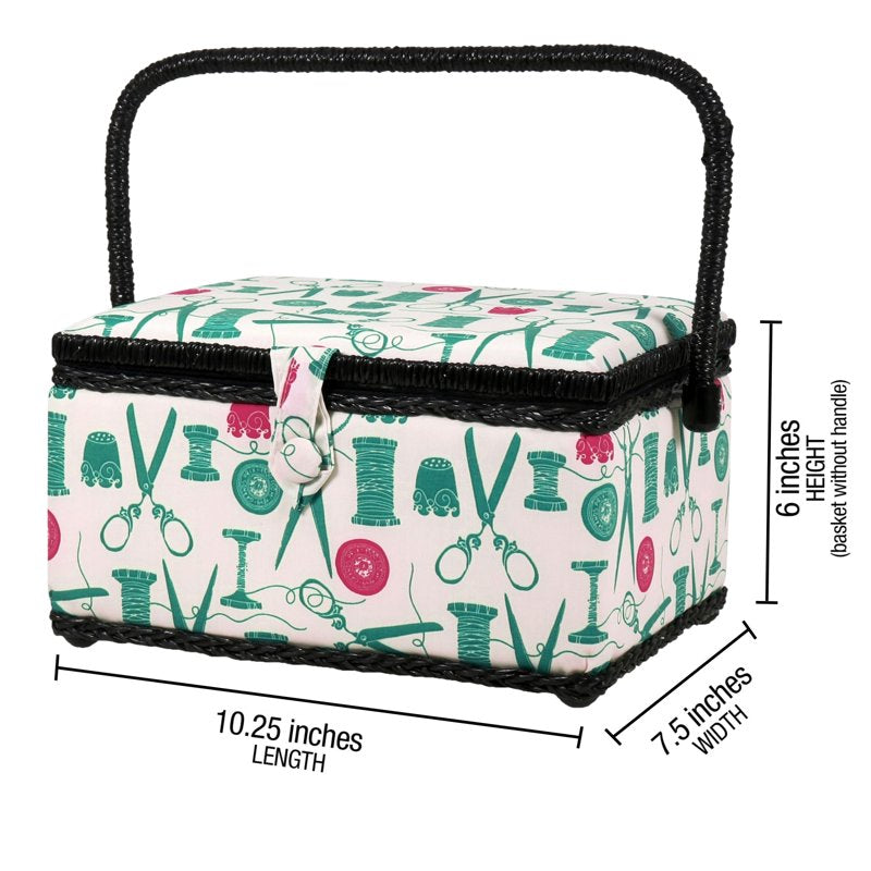 Large Vintage Sewing Basket Kit with 127 Notions - Storage & Organizer