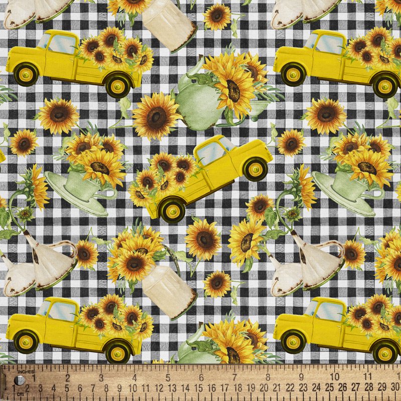 Cotton Sunflower Vase Fabric 44" Wide for Quilting Sewing & Crafts