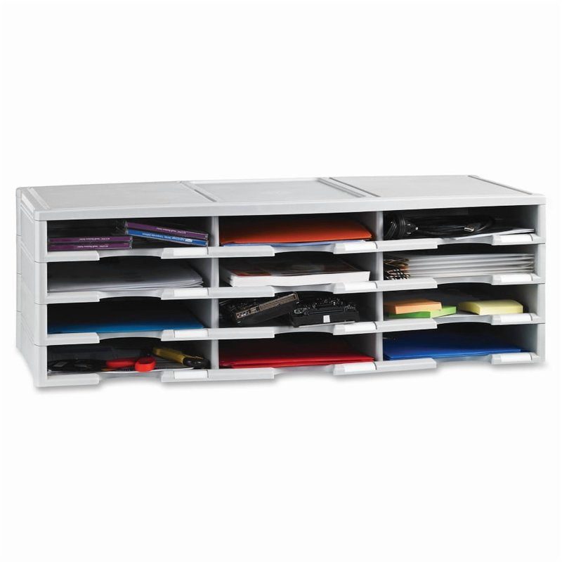 12-Section Literature Organizer - Heavy Duty Plastic Document Storage