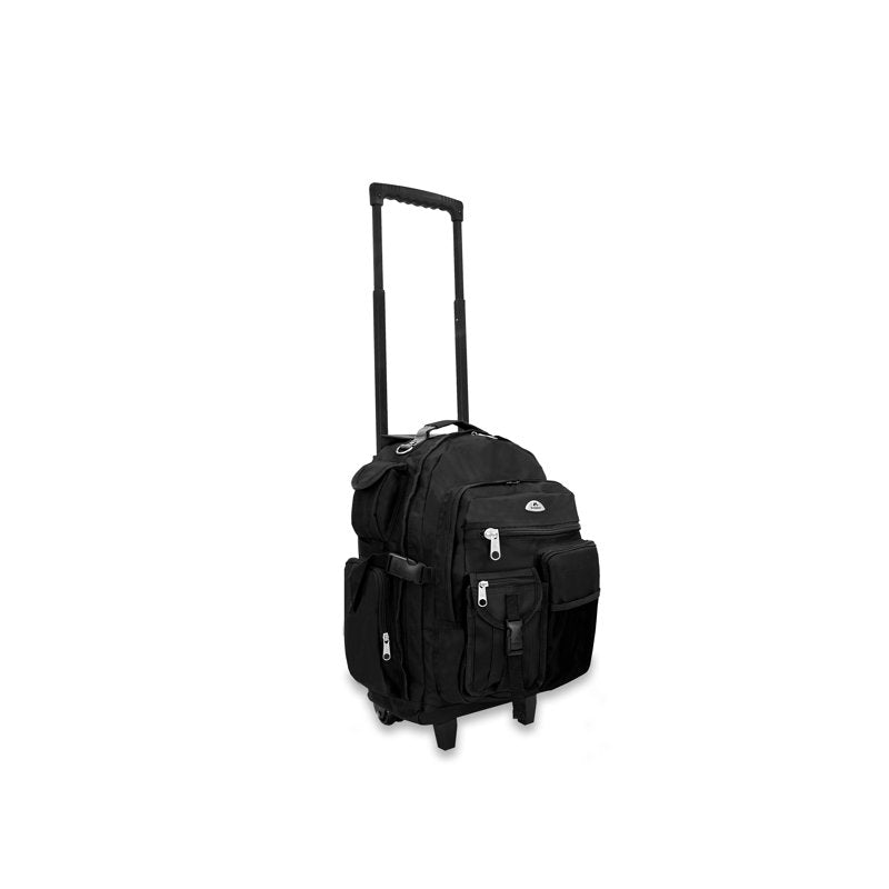 Everest Deluxe Wheeled Backpack 13.5x18.5x7in Large Travel Bag Black
