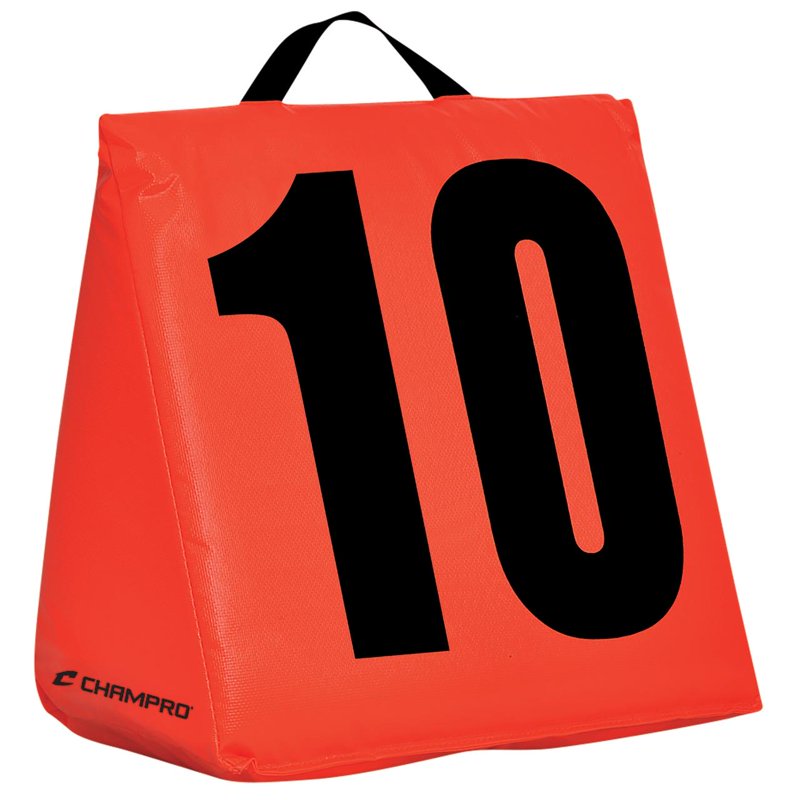 Weighted Football Yard Markers Set for Practice and Games - 13x13 Inch, Highly Visible Orange with Black Numbers