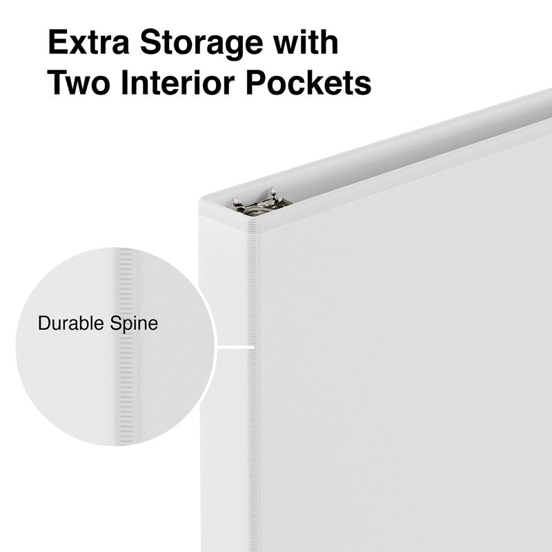 1/2 Inch White View Binder - Pack of 12, Holds 100 Sheets, Office Organization