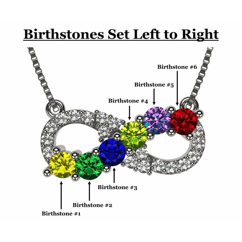 Personalized Infinity Birthstone Necklace for Mom - 10K Gold & CZ Stones