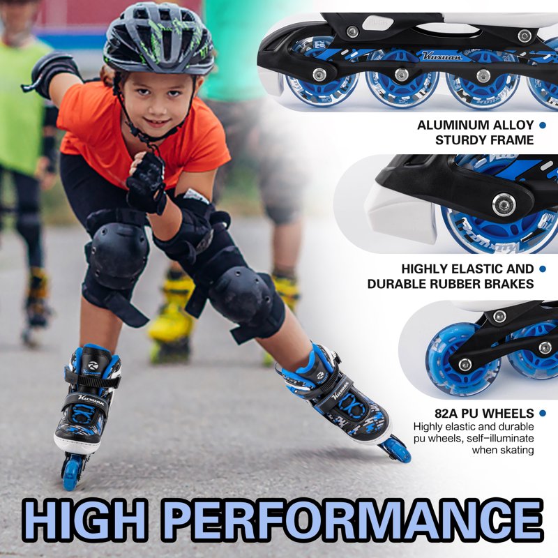 Adjustable Kids Inline Skates with Illuminating Wheels for Boys Girls & Women