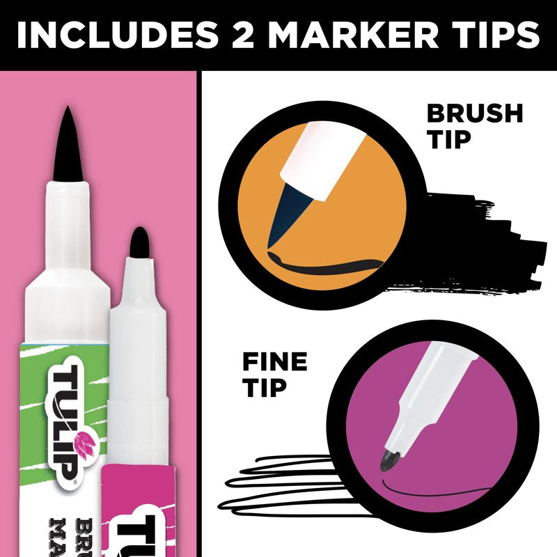 3 Pack Fabric Markers with Fine and Brush Tips - Permanent & Washable