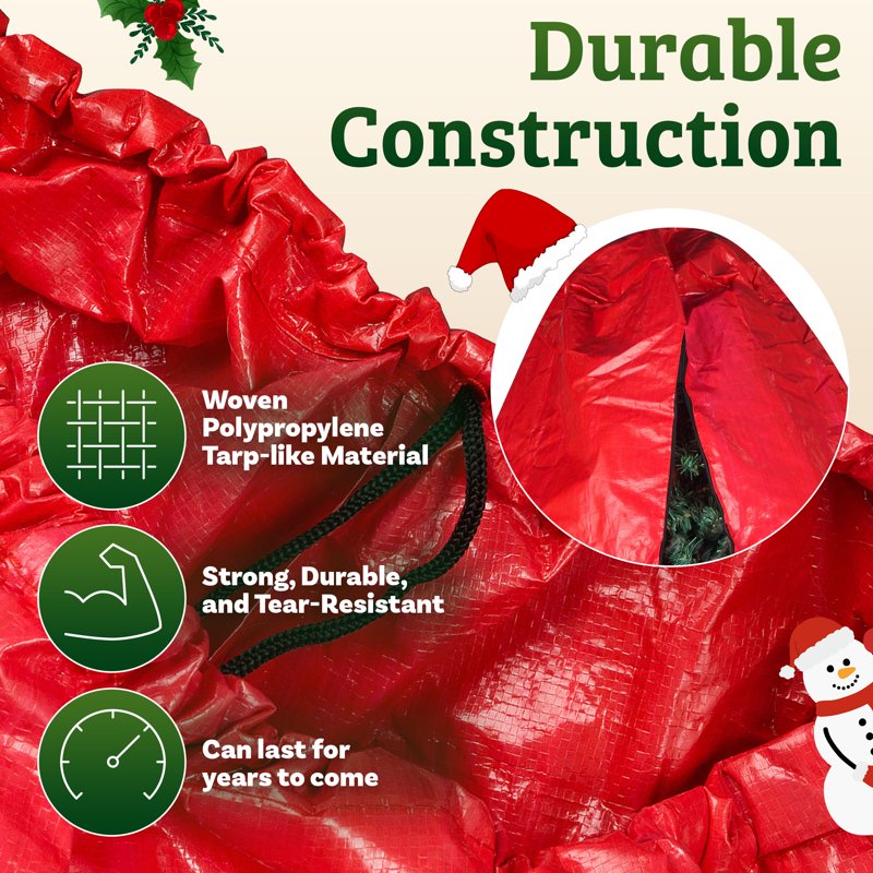 Christmas Tree Storage Bag for Up to 9 Ft Artificial Trees - Red