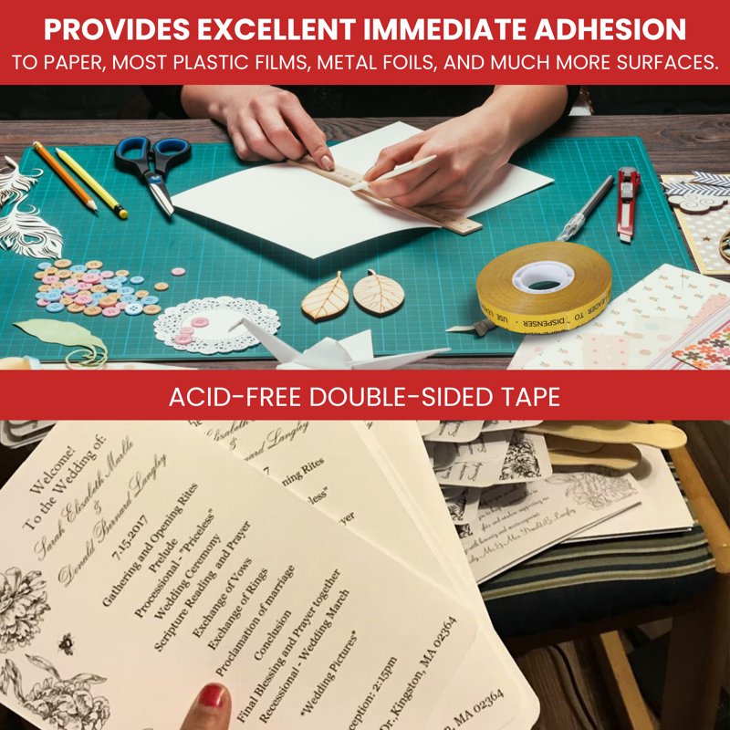 ATG 7502 Transfer Tape 1/4 in x 36 yd (Pack of 24) Acid Free Glass‑Stabilized Adhesive