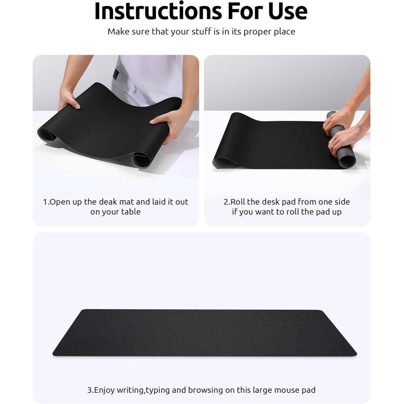 Large Leather Desk Pad Protector - Waterproof Non-Slip Office Mouse Mat, 23.6 x 13.8 inches
