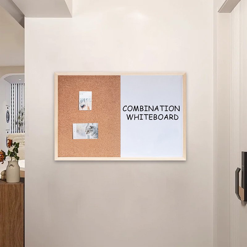 Magnetic Whiteboard Cork Board Combo 15.7x11.8 Inch Bulletin & Memo Board