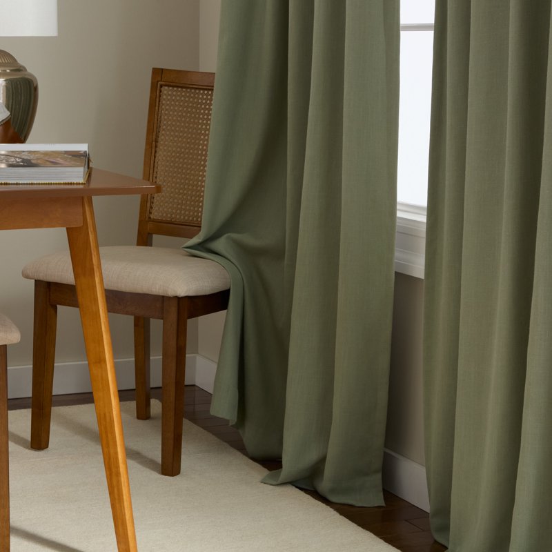 Indoor Blackout Linen Texture Curtains 2-Pack with Energy Saving Lining