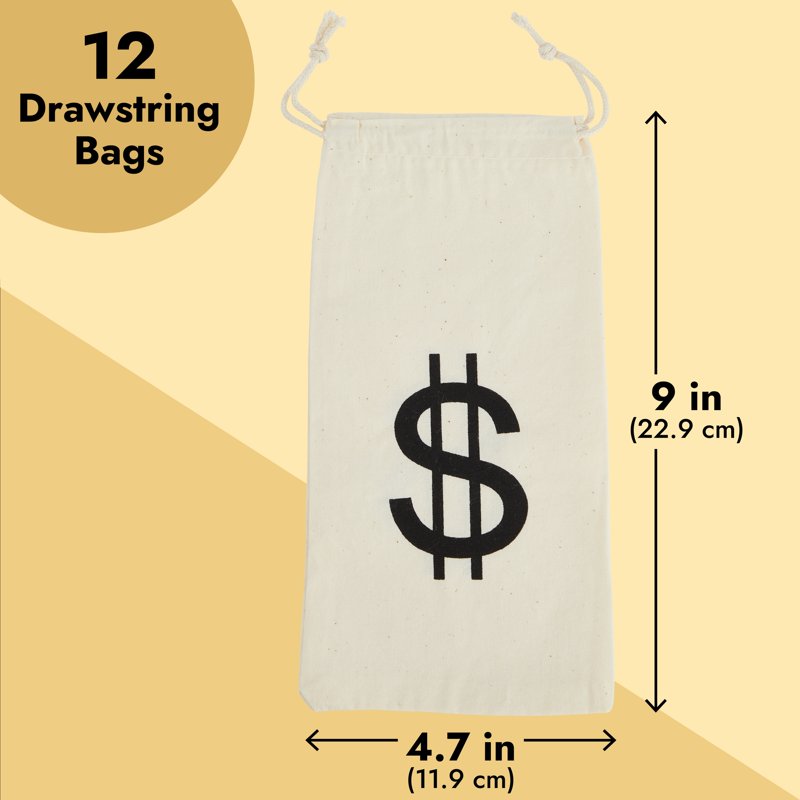 Small Drawstring Money Bags for Casino Party Favors 12 Pack