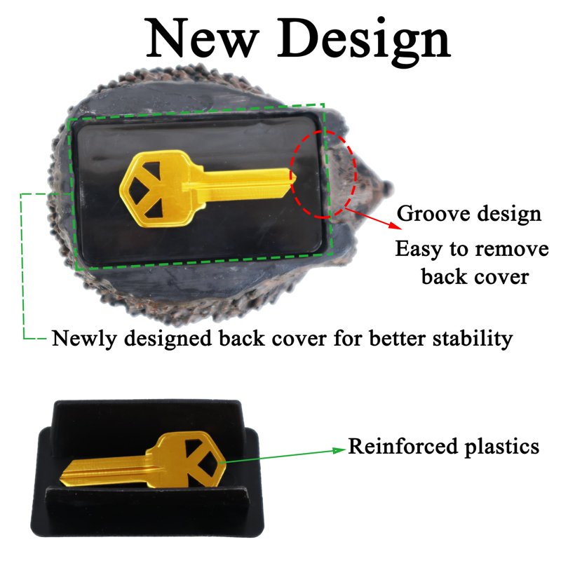 Outdoor Hedgehog Key Hider - Weather-Resistant Fake Rock Safe Lock Box for Garden and Yard