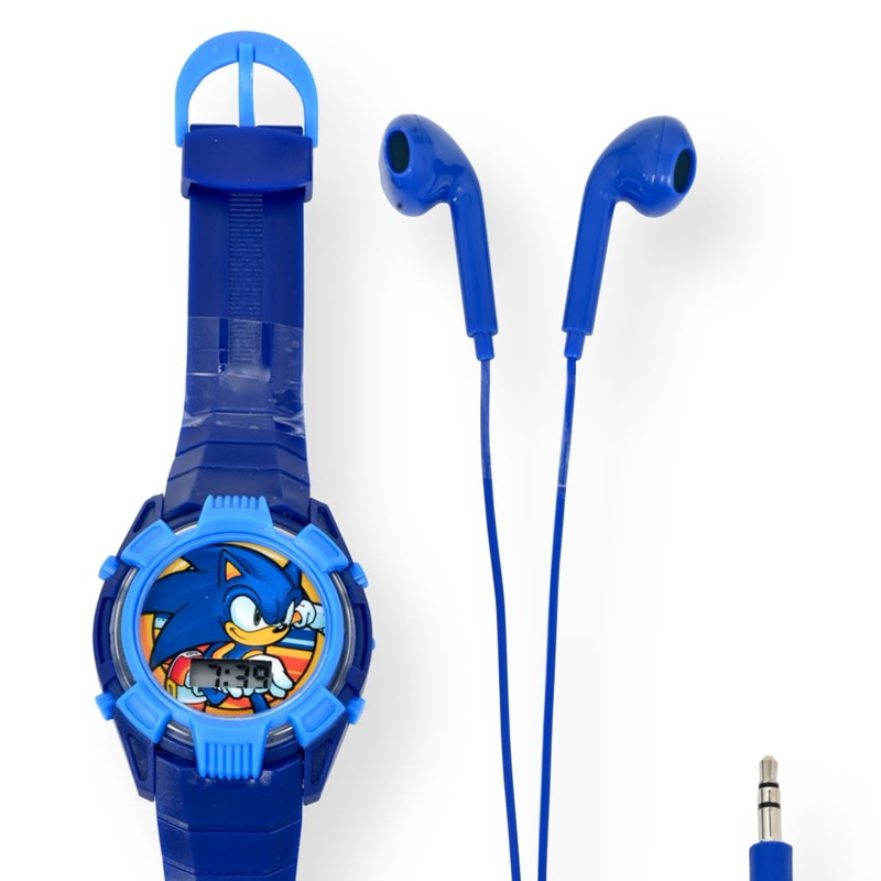 Unisex LCD Watch with Matching Earbud Set - Sonic The Hedgehog Blue