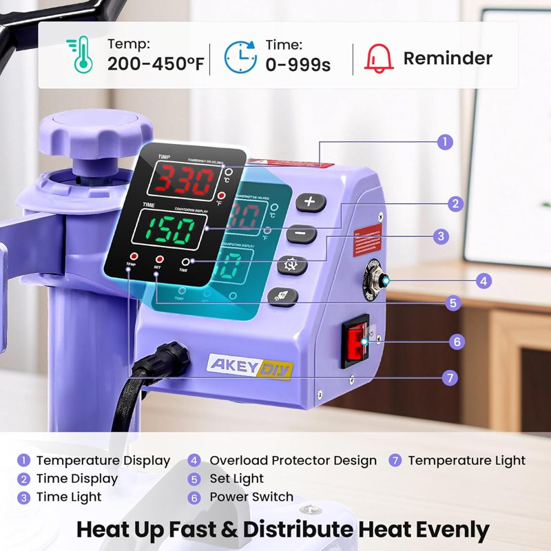 15x15 Heat Press Machine 8-in-1 Multifunctional T-Shirt Mug Hat Transfer