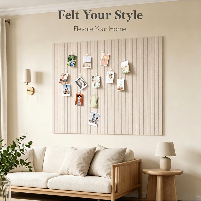 Large Felt Bulletin Board 48x36 Inches - Pack of 12 Wall Tiles with Pushpins