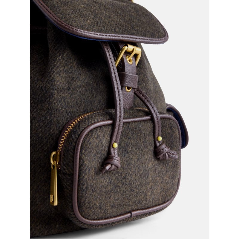 Women's Backpack with Faux Leather Trim and Multiple Pockets - Adjustable Straps
