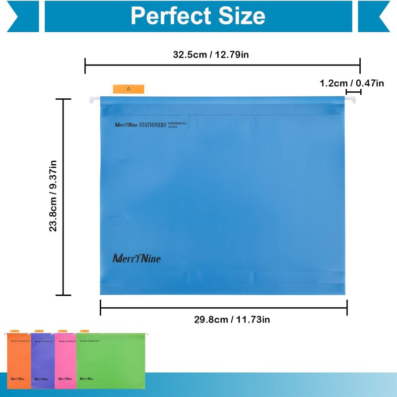 15-Piece Letter Size Hanging File Folders with Tabs & Labels - Colorful Office Organizer