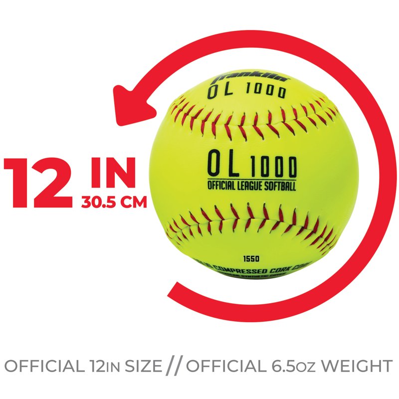 Practice Softballs - Set of 4 Official 12-Inch Softballs with Bag