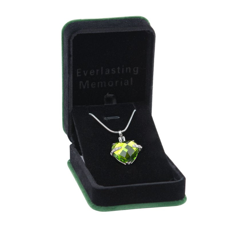 Heart Cremation Necklace for Ashes with Birthstone Crystal Pendant Memorial Jewelry