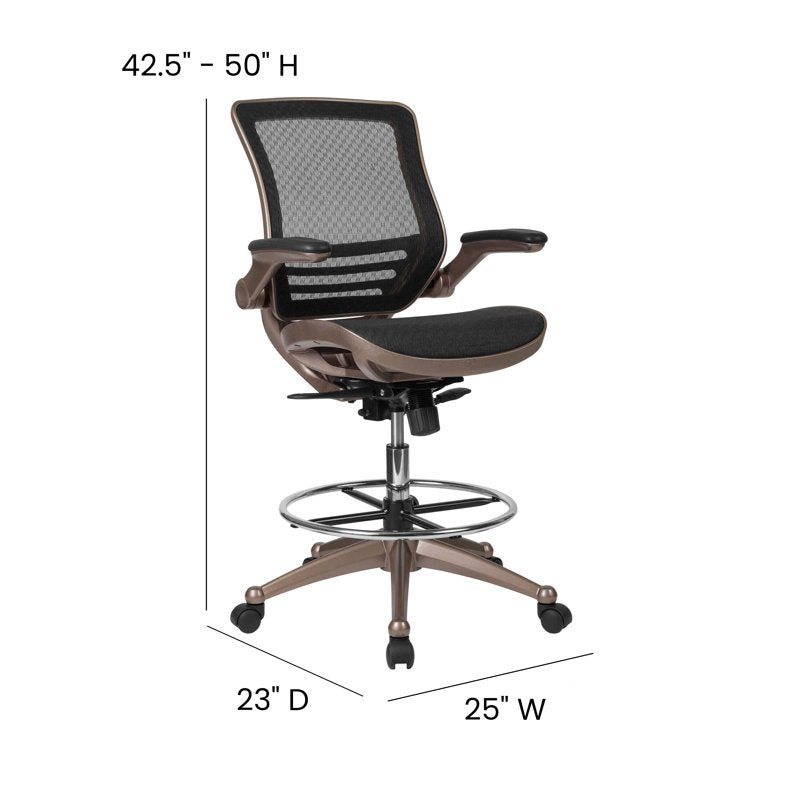 Mid-Back Mesh Drafting Chair with Adjustable Height and Lumbar Support