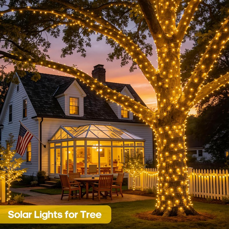 Outdoor Solar String Lights 400 LED 75.5ft Waterproof 8 Modes for Patio Garden Yard