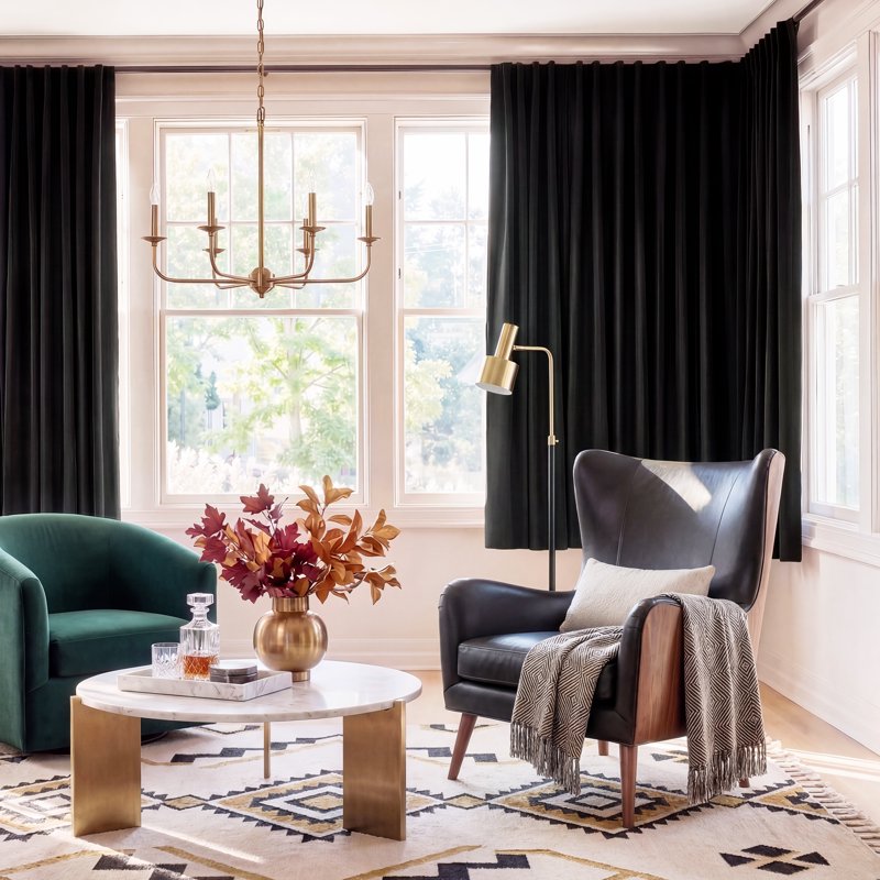 Blackout Curtain Set 2 Layers Thermal Insulated Window Panels 52x63 inches