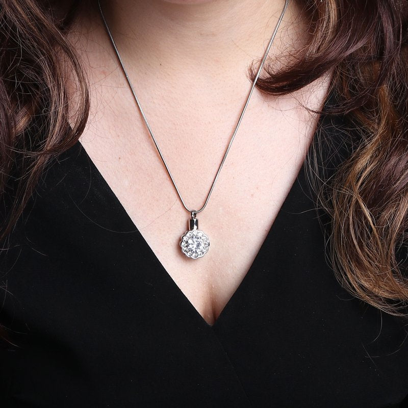Crystal Rhinestone Memorial Necklace for Ashes Keepsake Jewelry Pendant