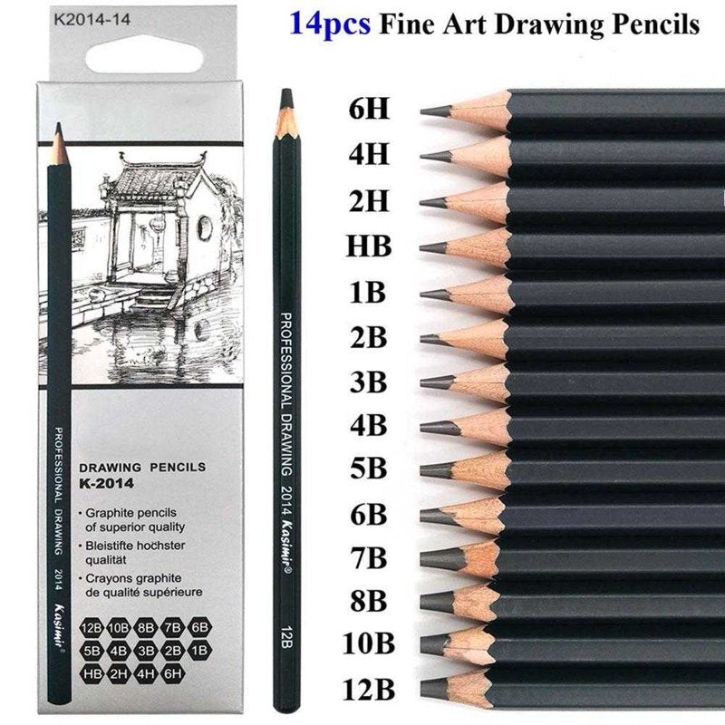 14 Pencils Set Art Graphite Sketch Pencils for Drawing & Shading