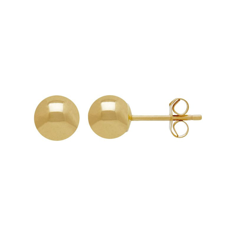 10K Yellow Gold Hollow Ball Stud Earrings - 5MM Jewelry for Women