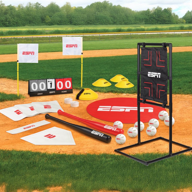 Baseball Training Set with Balls Bats Foul Poles & Strike Zone - Kids & Adults