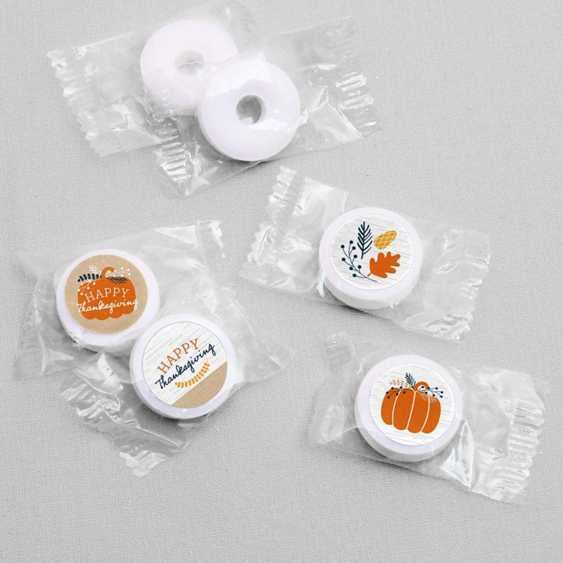 Thanksgiving Candy Sticker Labels - Fall Harvest Party Favors, 108 Round Peel & Stick Decorations