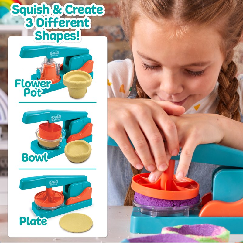 Kids Sand Dough Pottery Press Kit with Paint & Tools for Ages 6+