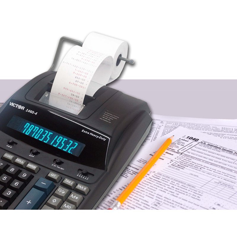 Heavy Duty 12 Digit Commercial Printing Calculator with Fast Ribbon Printer